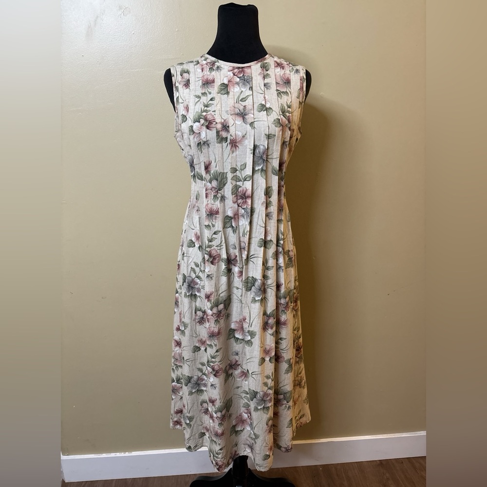 J.B.S. Sleeveless Floral Maxi Dress in Cream, Pink and Green